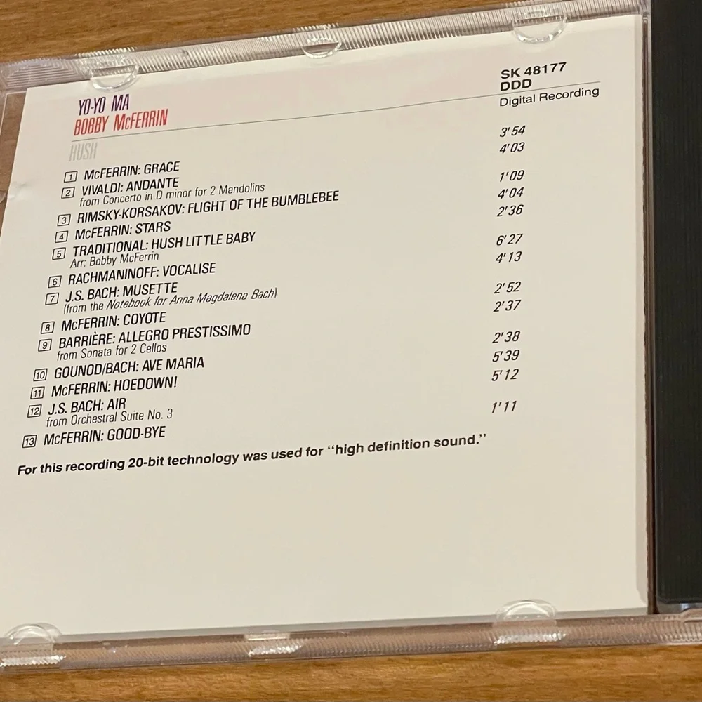 Yo Yo Ma Bobby McFerrin “Hush” CD